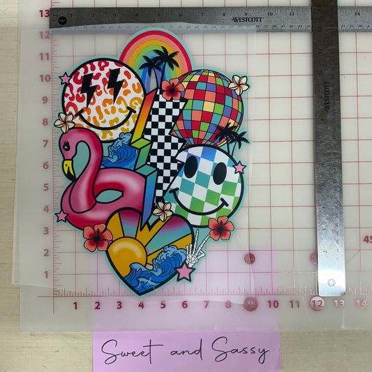 Flamingo smiley LB DTF Transfer Design