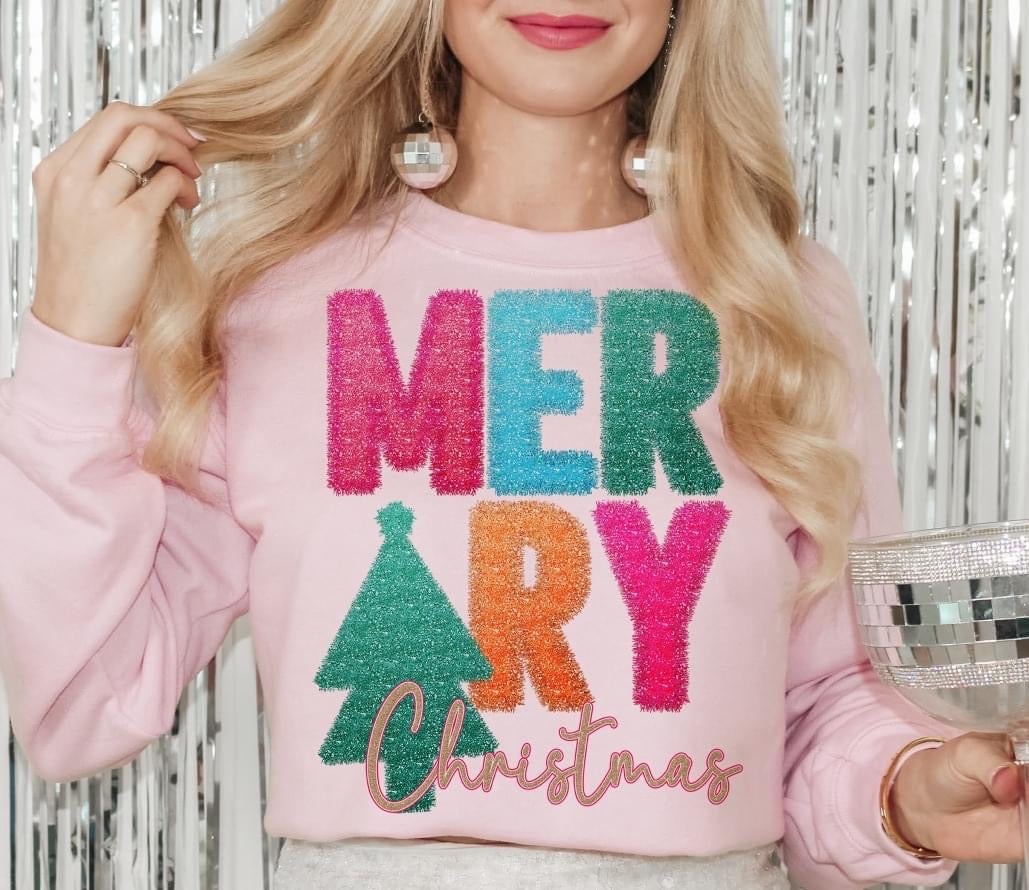 TINSEL MERRY CHRISTMAS DTF Transfer Design