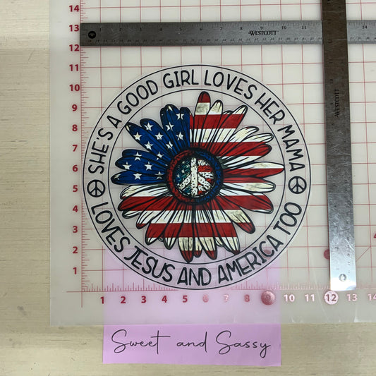 She’s a good girl american flower DTF Transfer Design