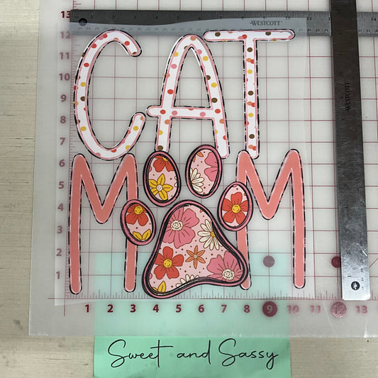 Cat Mom Floral DTF Direct To Film ๐ ๐ Transfer