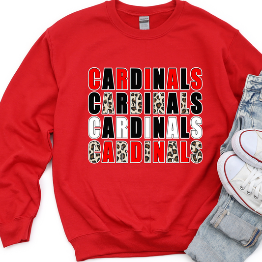 Cardinals Cheetah red black and white DTF Transfer Design