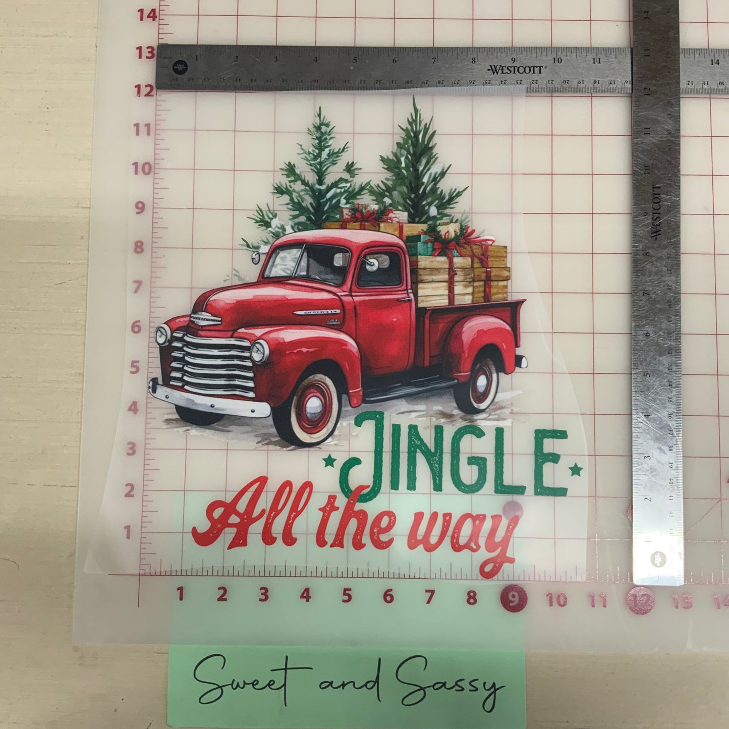 Red Truck, Jingle all the Way DTF Transfer Design