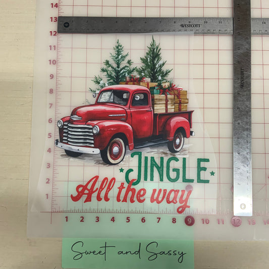 Red Truck, Jingle all the Way DTF Transfer Design