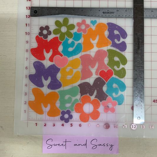 MeMe Stacked flowers DTF Transfer Design