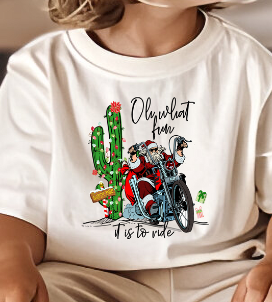 OH WHAT FUN it is to ride a motorcycle DTF Transfer Design