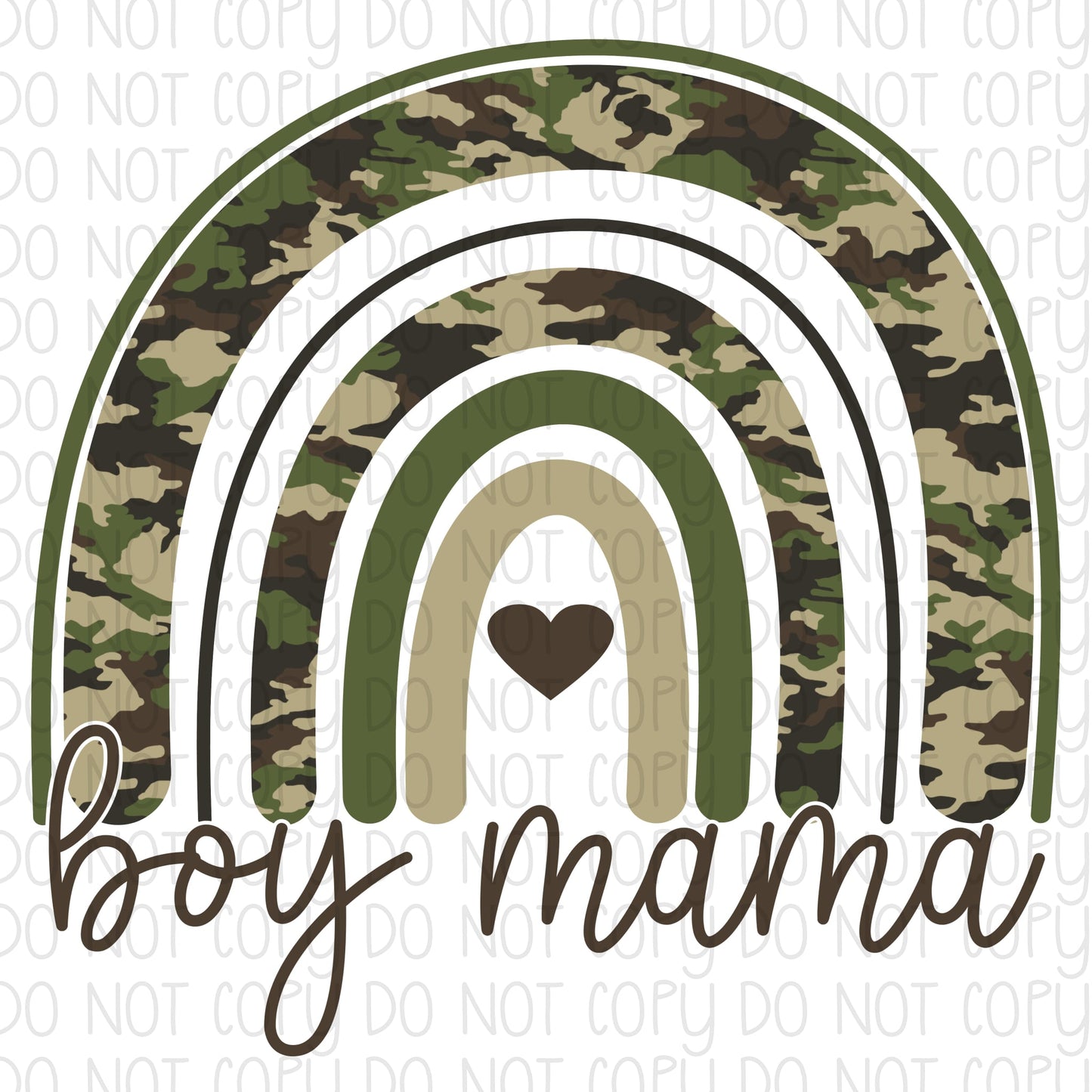 Boy Mama Camo Rainbow DTF Transfer Design