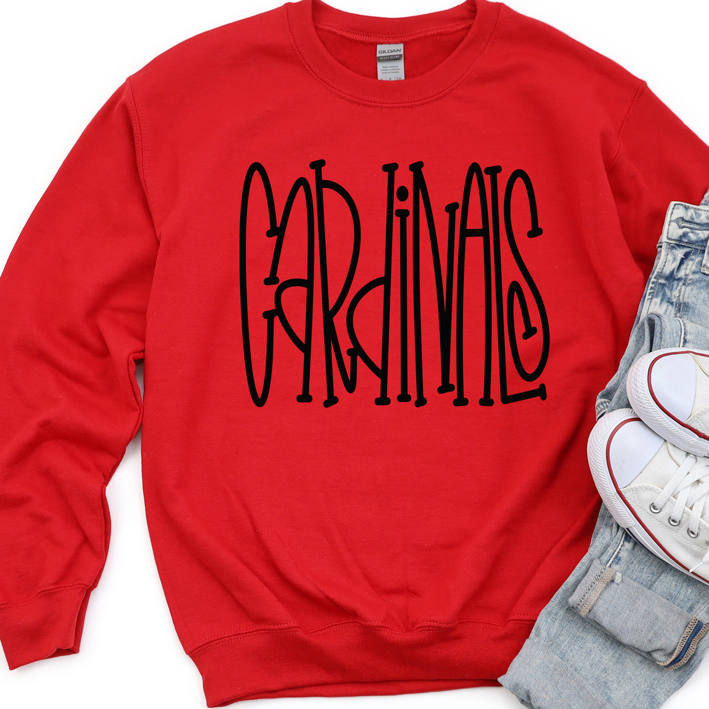 Cardinals Black Skinny DTF Transfer Design
