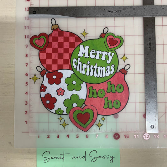 Ornaments Merry Christmas Ho Ho Ho DTF Transfer Design