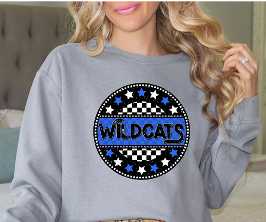 Wildcats circle with stars and checkered DTF Transfer
