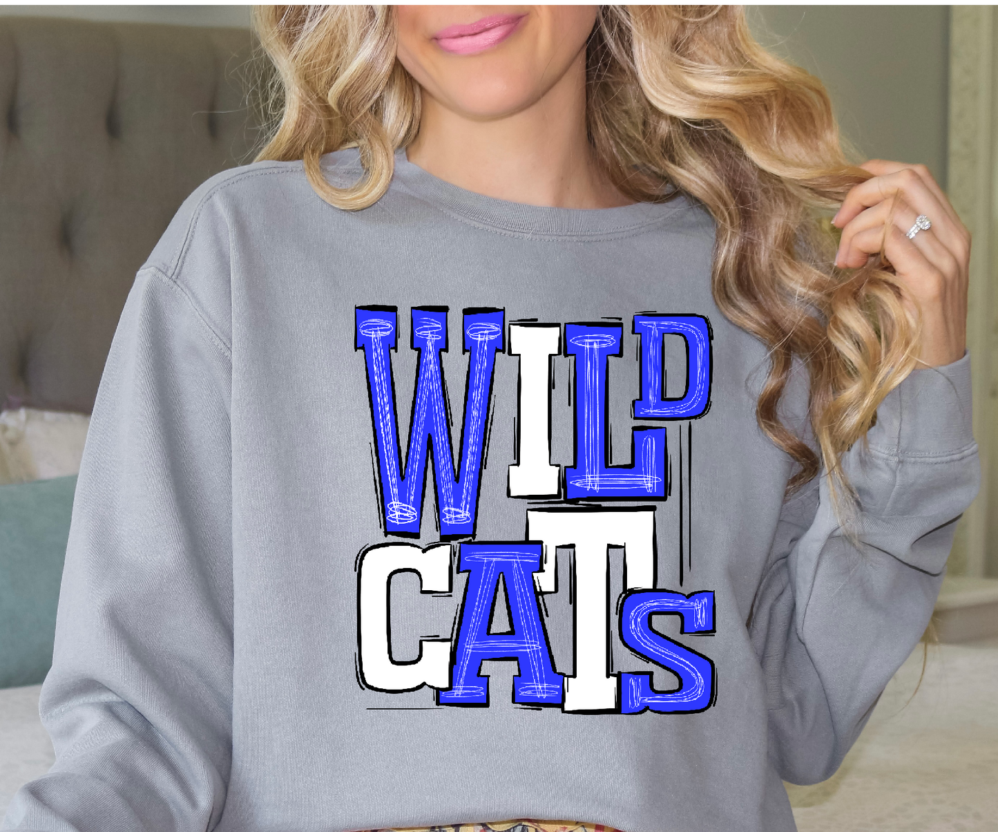 Wildcats boho blue White DTF Transfer
