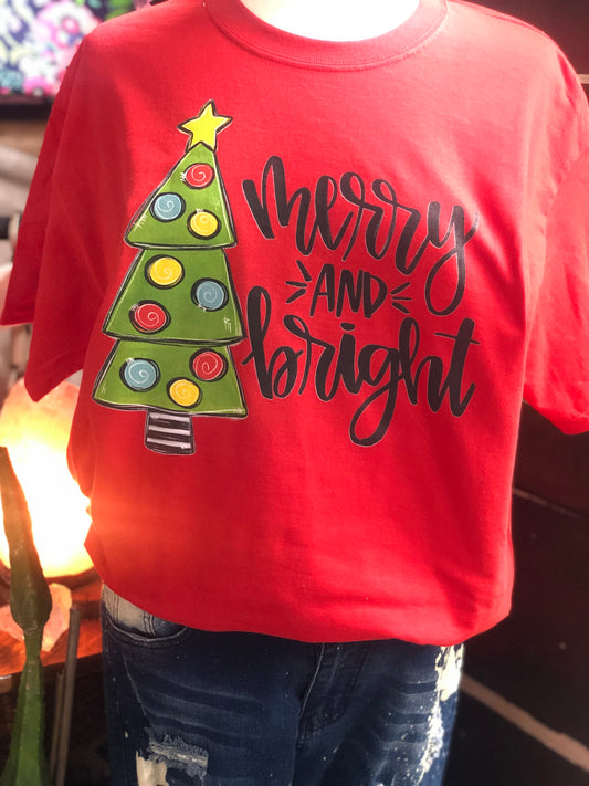 Merry and Bright with Polka-Dot Tree DTF Transfer Design