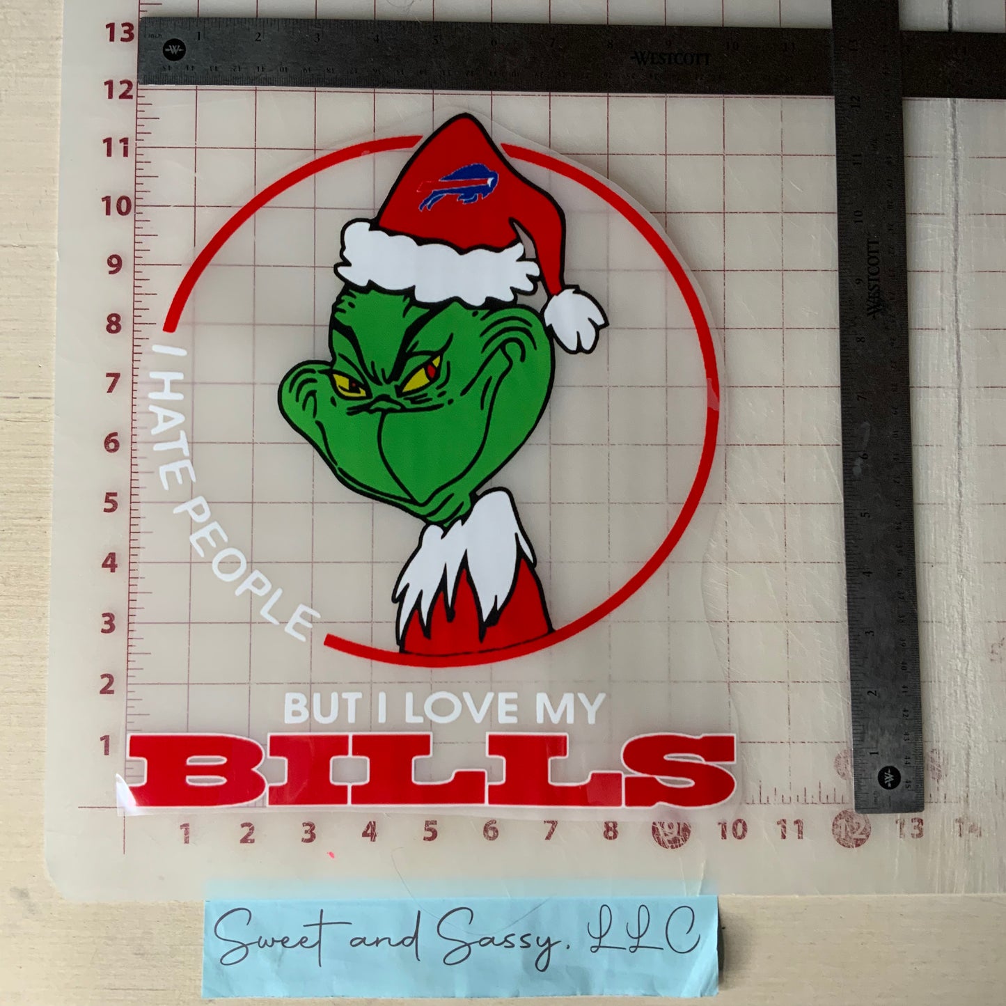 Grinch, I hate people, but love my Bills DTF Transfer Design