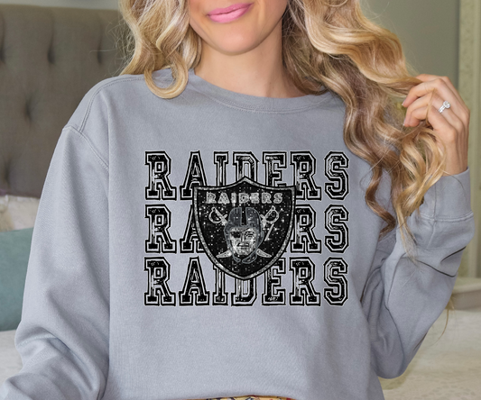 RAIDERS SEQUIN SPORTS STACKED DTF Transfer