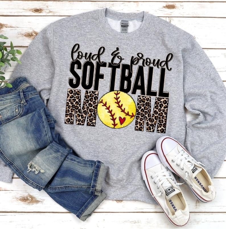 Loud & Proud Softball Mom DTF Transfer Design