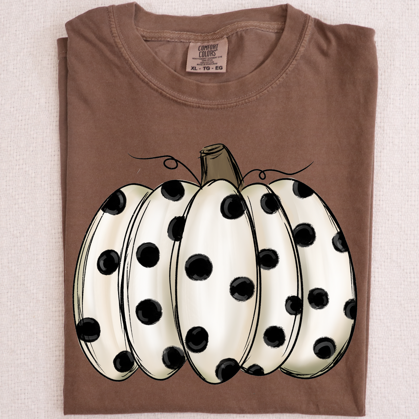 White Pumpkin with black dots DTF Transfer Design