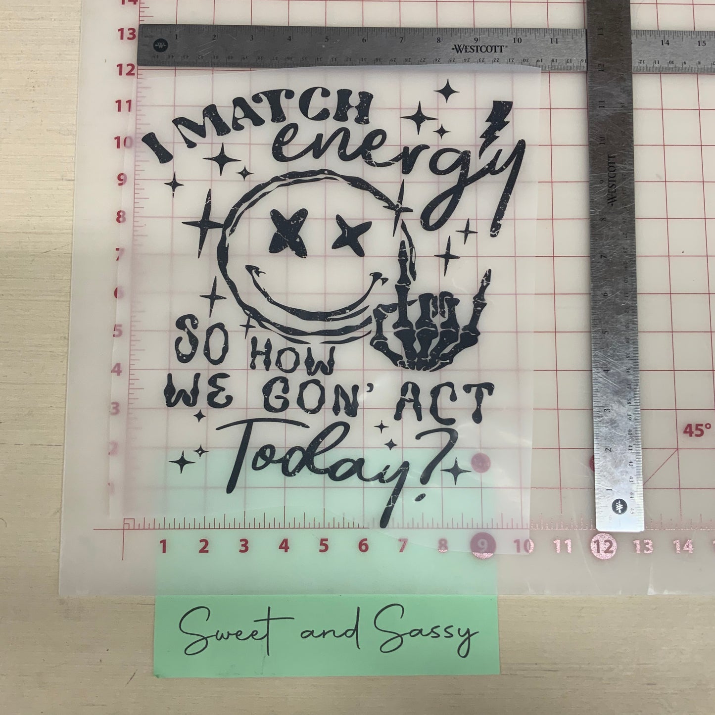 I match energy Black DTF Transfer Design