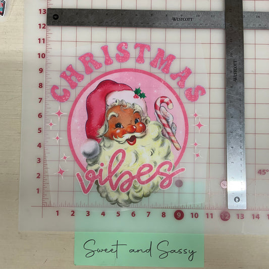 Santa Christmas Vibes Pink DTF Transfer Design