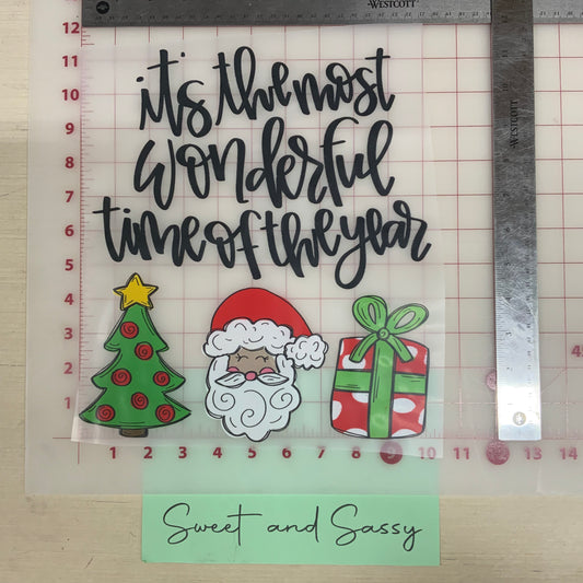 Most Wonderful Time, Tree Santa Gift DTF Transfer Design