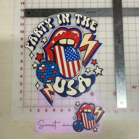 Party in the USA flag tongue DTF Transfer Design