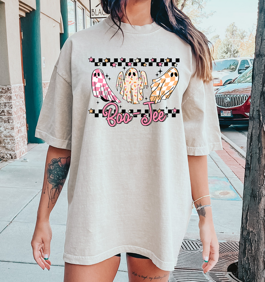 Boo-Jee Ghost Checkered DTF Transfer Design