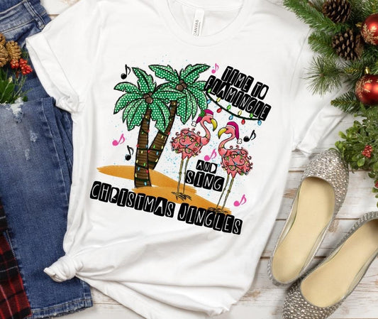 Time to Flamingle and sing Christmas Jingles DTF Transfer Design