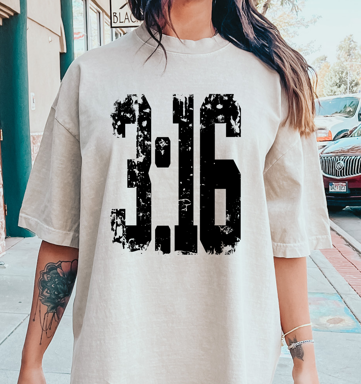 3 16 Black Distressed DTF Transfer Design