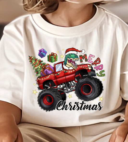 Merry Christmas rex Truck DTF Transfer Design