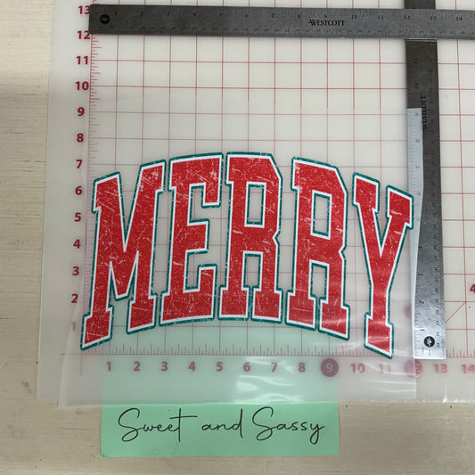 MERRY Distressed DTF Transfer Design