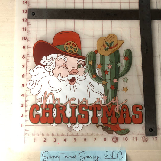 Merry Christmas, Country Santa DTF Transfer Design