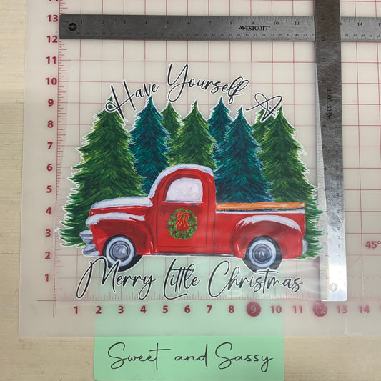 Red Truck, Merry Little Christmas DTF Transfer Design