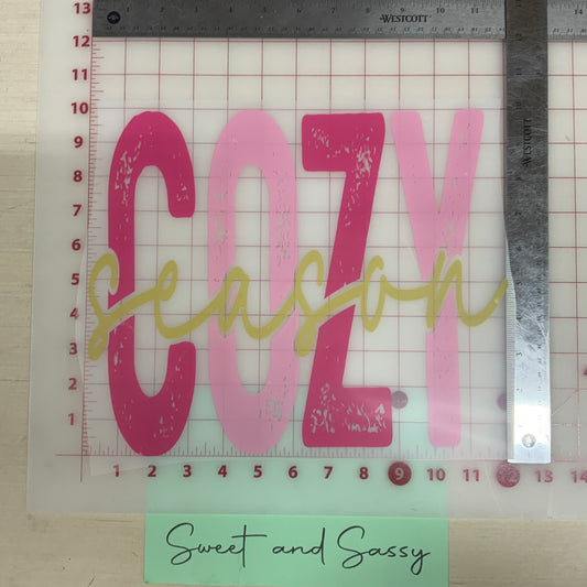 Cozy Season Pink DTF Transfer Design