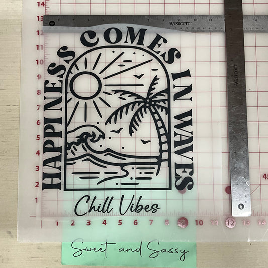 Happiness Comes In Waves DTF Transfer Design