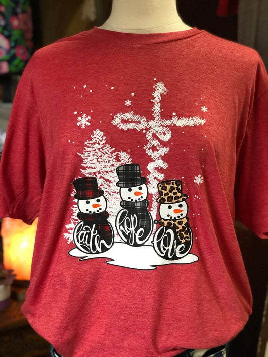 Faith, Hope, Love, Jesus, Snowman DTF Transfer Design