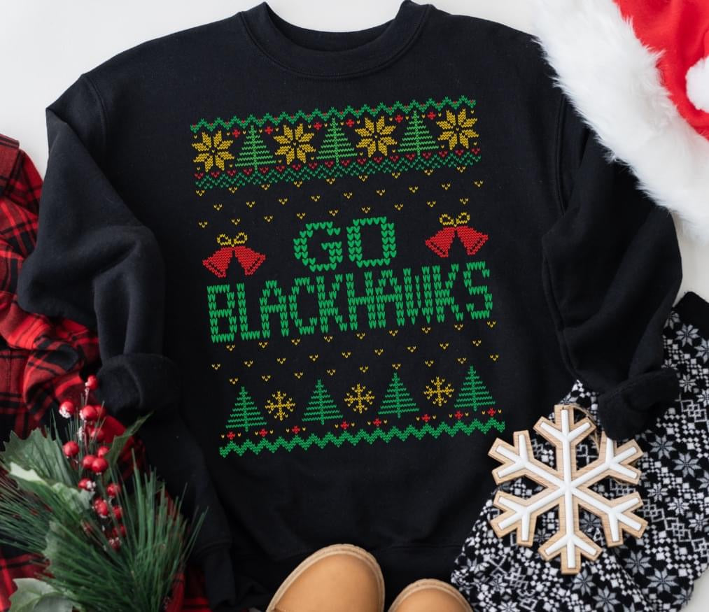 GO Blackhawks Christmas DTF Transfer Design