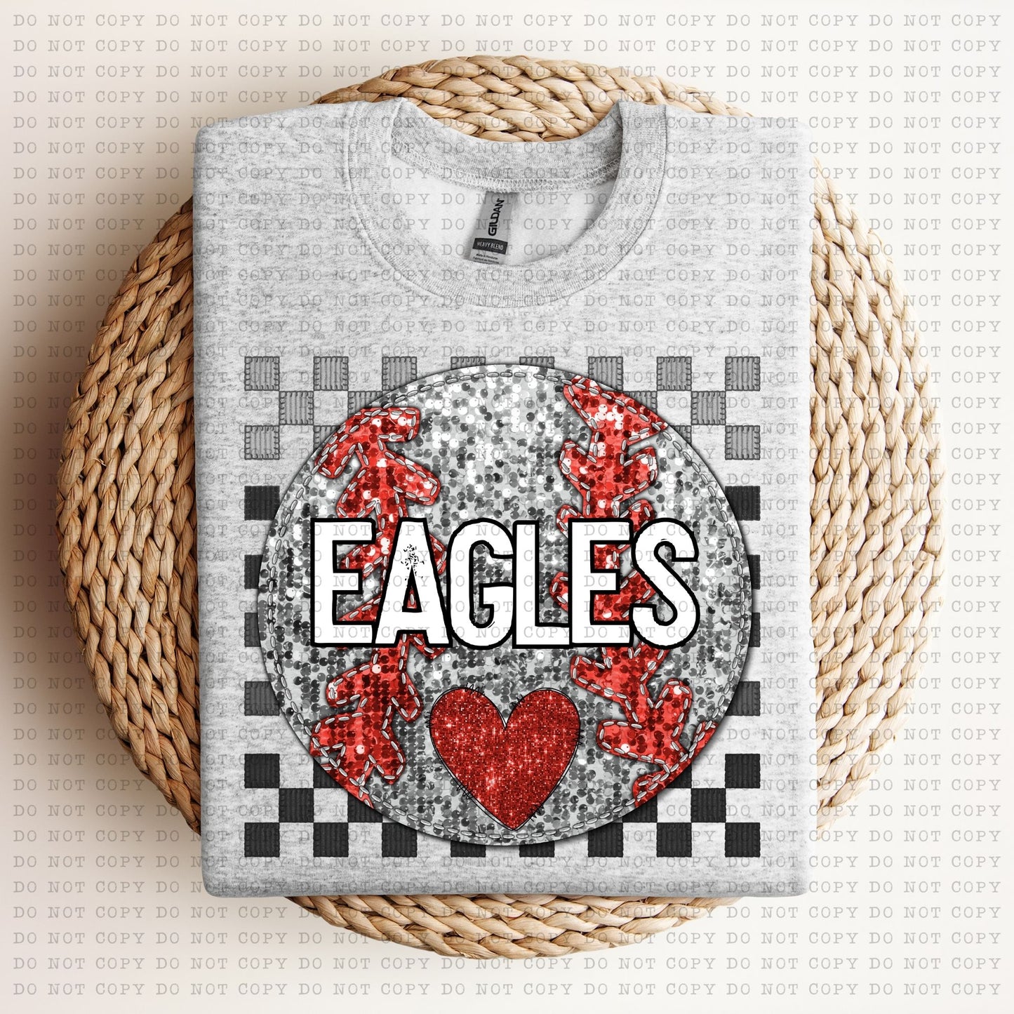 Checkered Mascot Baseball faux glitter DTF Transfer Design Echt