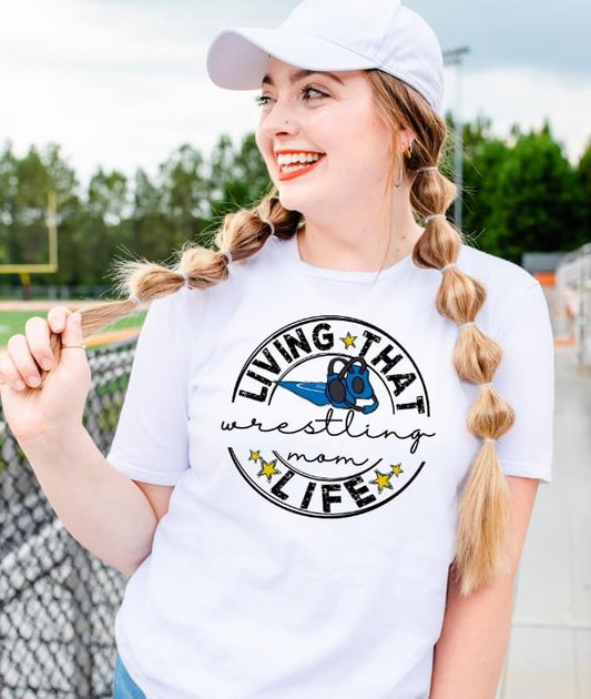 Living that wrestling mom life blue DTF Transfer Design Bev