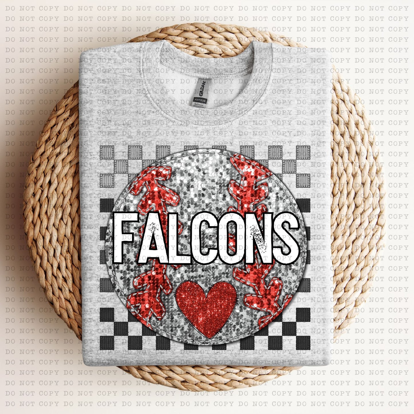 Checkered Mascot Baseball faux glitter DTF Transfer Design Echt