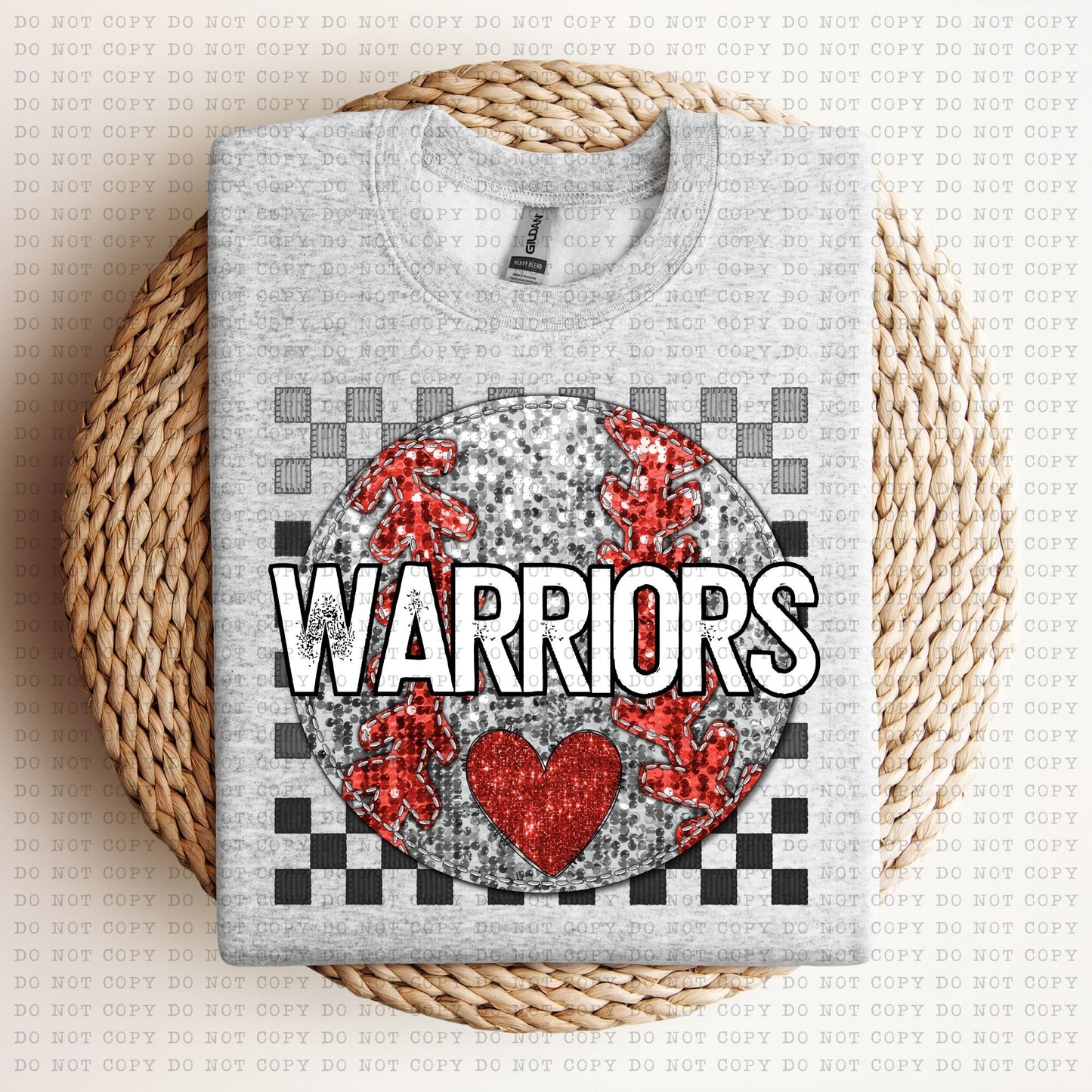 Checkered Mascot Baseball faux glitter DTF Transfer Design Echt