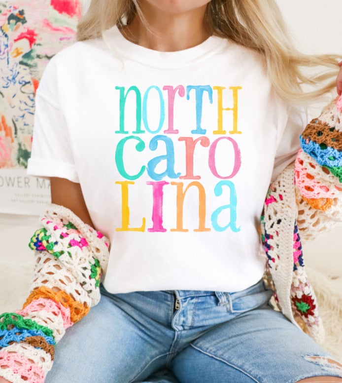 North Carolina Multi Color Font DTF Transfer Design
