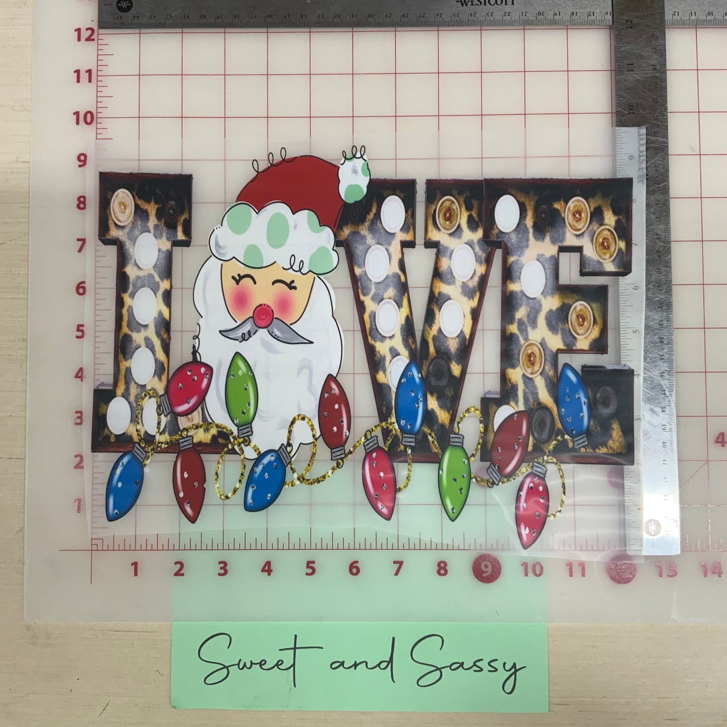 Santa Love leopard DTF Transfer Design