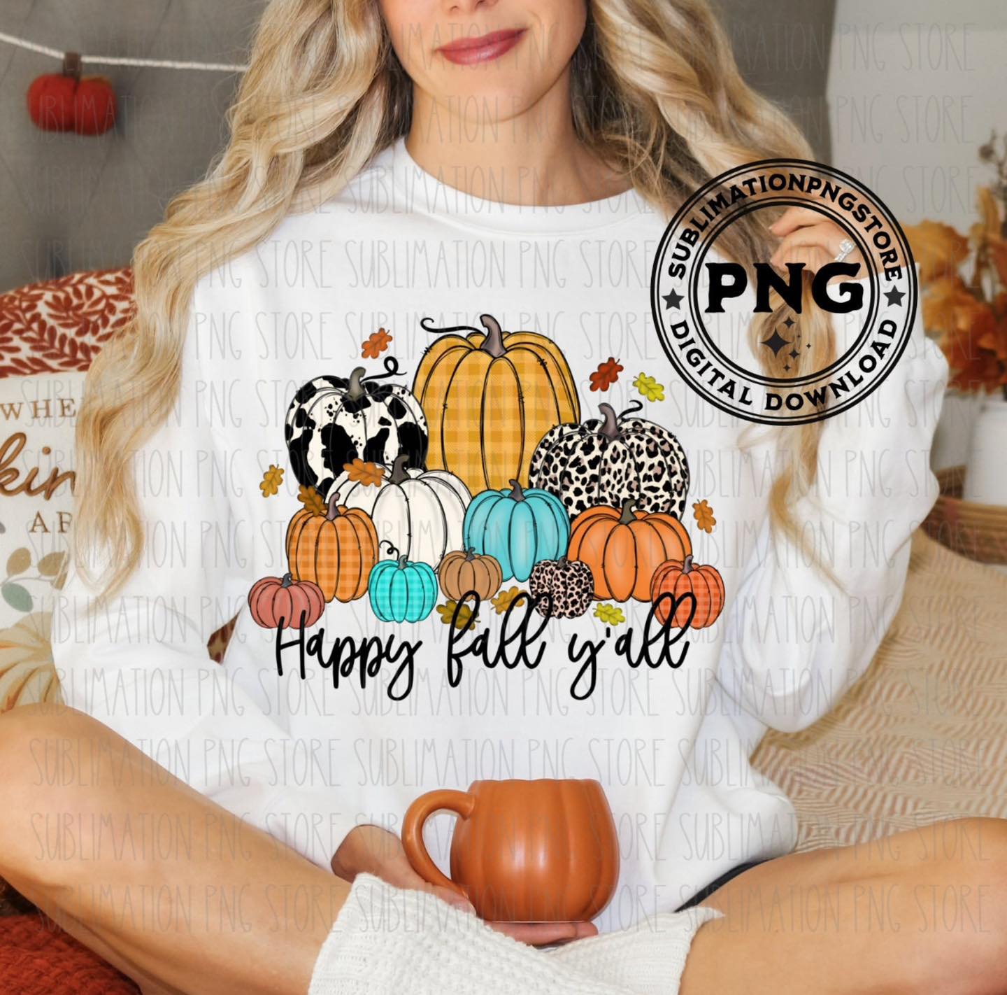 Happy Fall Y'all Pumpkins DTF Transfer Design