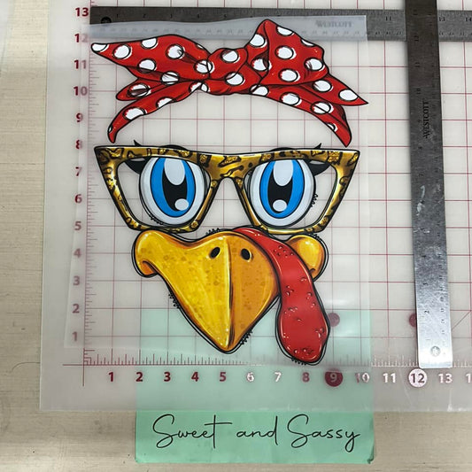 Turkey Girl face with glasses DTF Transfer Design