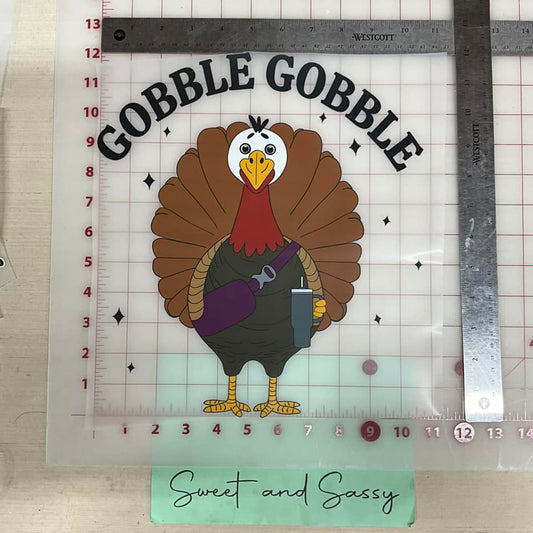 Gobble Gobble Turkey Crossover and cup DTF Transfer Design