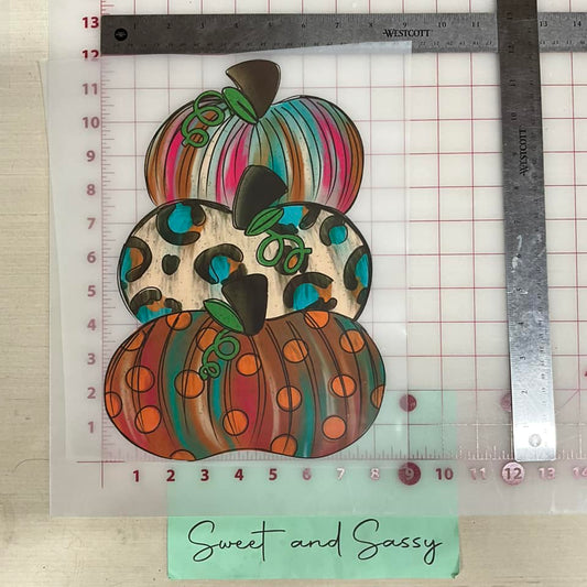Pumpkins Stacked colorful DTF Transfer Design
