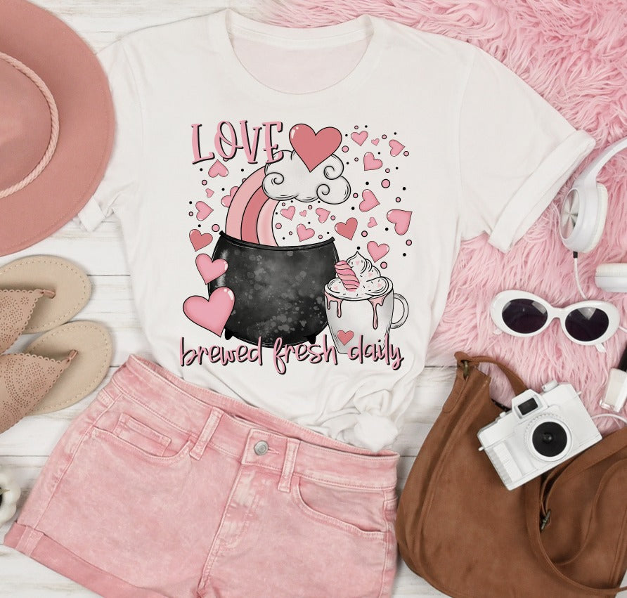 Love Brewed Fresh Daily DTF Transfer Designs