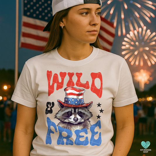 Wild and Free racoon DTF Transfer Design KPI