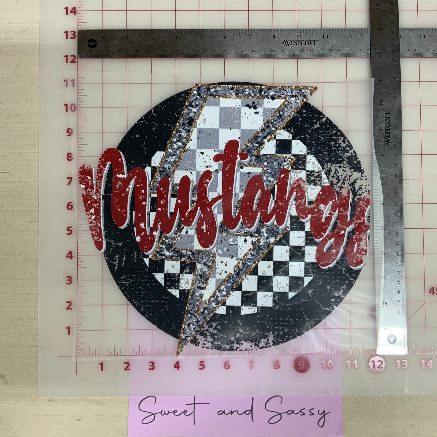 Mustangs Checker Lightning bolt DTF Transfer