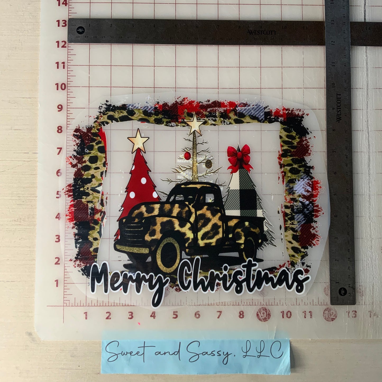 Merry Christmas Leopard Truck DTF Transfer Design