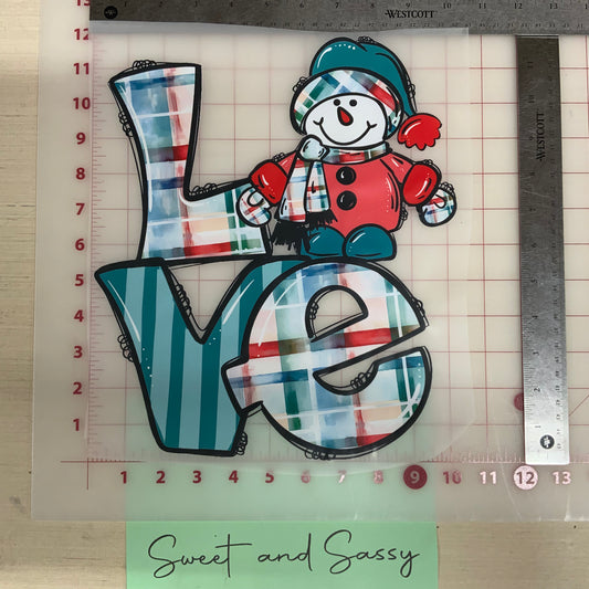 LOVE Snowman DTF Transfer Design