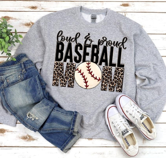 Loud & Proud Baseball Mom DTF Transfer Design